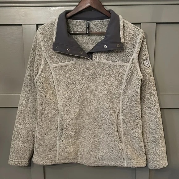 Kuhl Avalon Fleece Snap Neck Pullover High Pile Cozy Tan Womens Size Medium - Picture 6 of 13